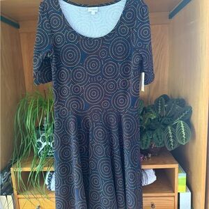 LuLaRoe Black Dress with Colorful Circle Pattern